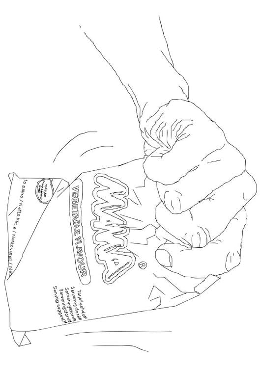 Coloring page bag of crisps