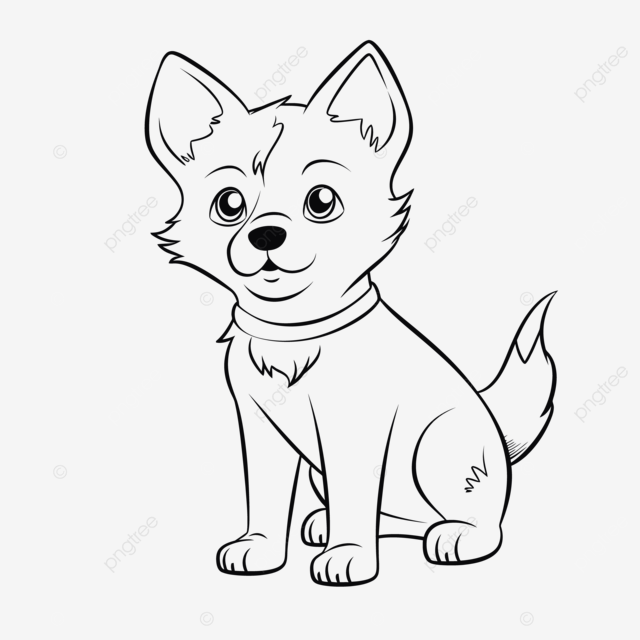 Cute little dog coloring page for children with pictures outline sketch drawing vector dog drawing wing drawing ring drawing png and vector with transparent background for free download
