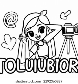 Coloring book artistic image youtuber girl imagem gerada por ia