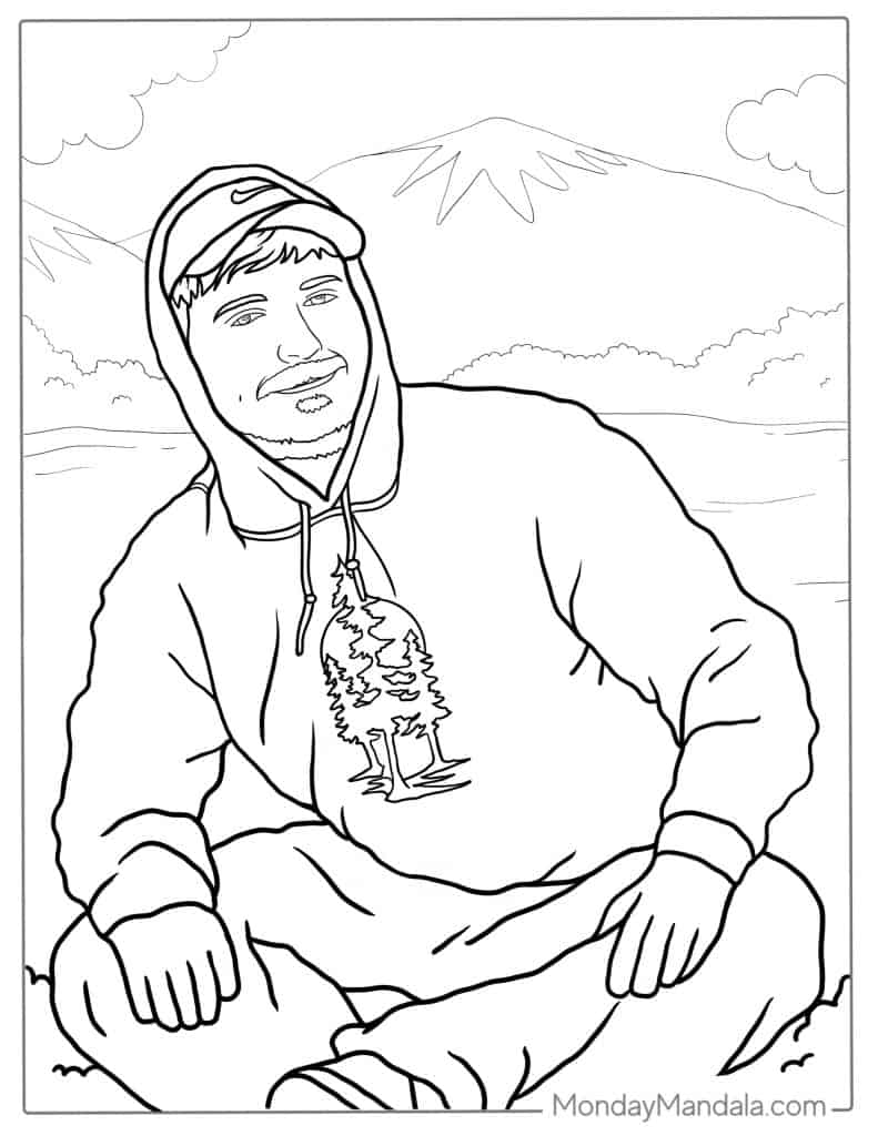 Mr beast coloring pages free pdf printables