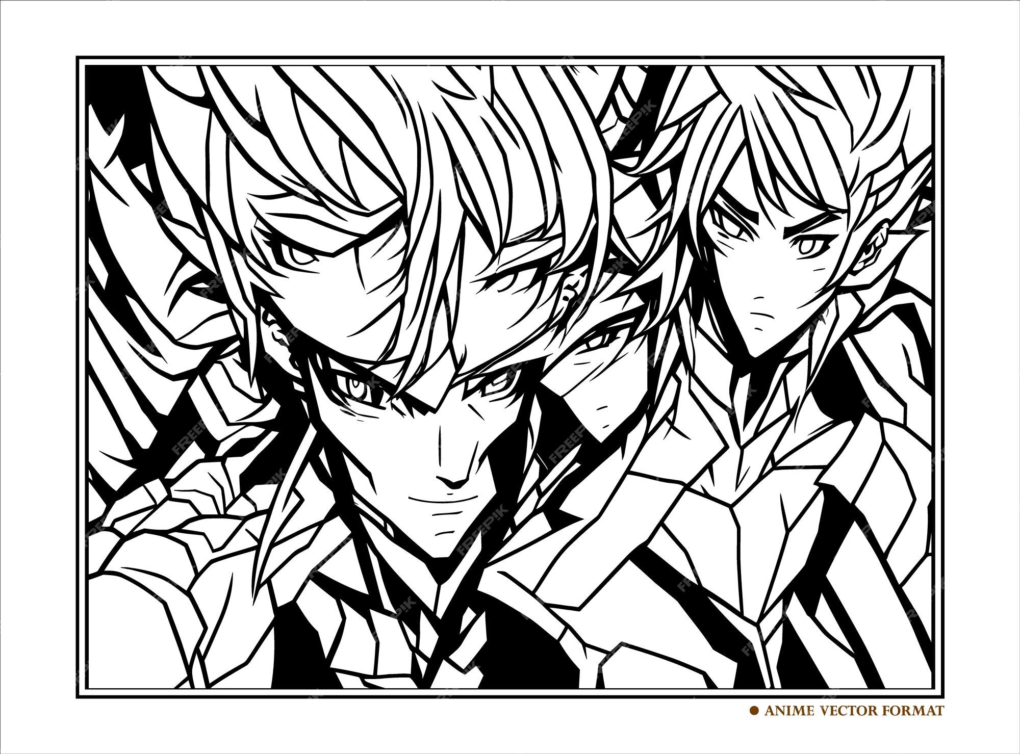 Premium vector anime hand drawn coloring book illustration