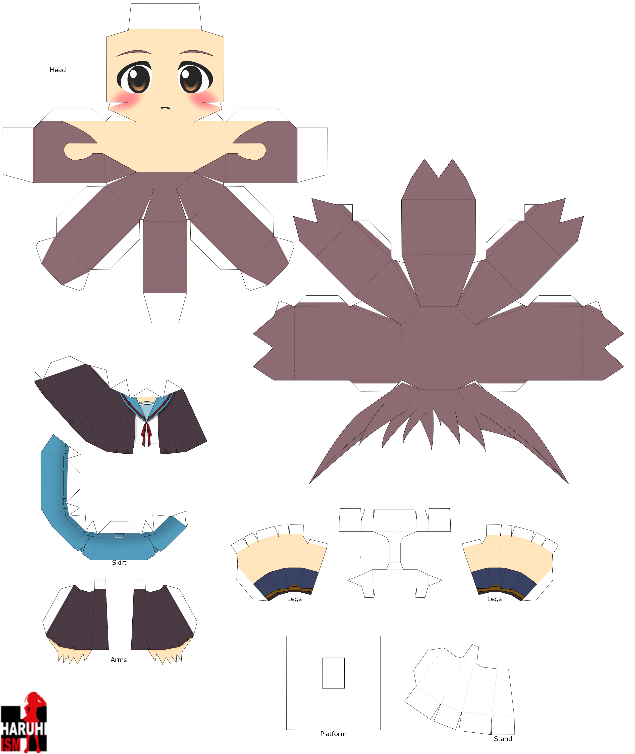 Nagato yuki chibi doll free printable papercraft templates