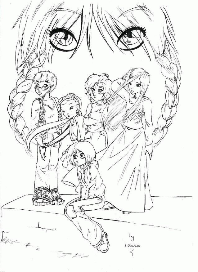 Dive into the magical world of anime witches with coloring page