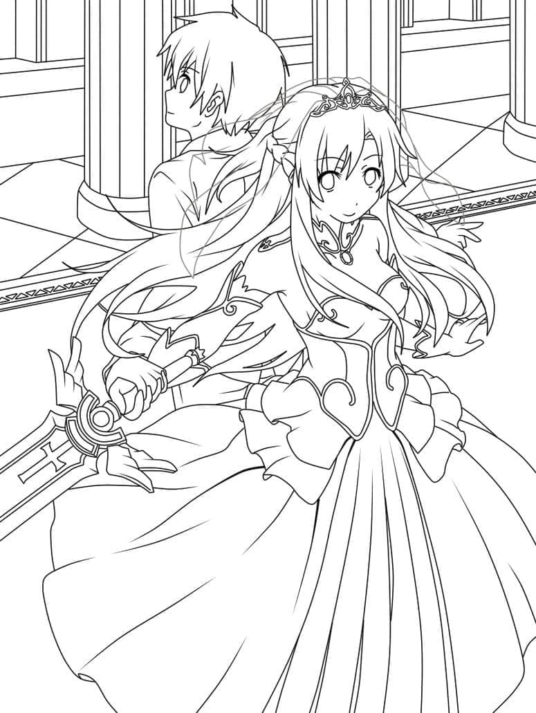 Yuki from sword art online coloring page