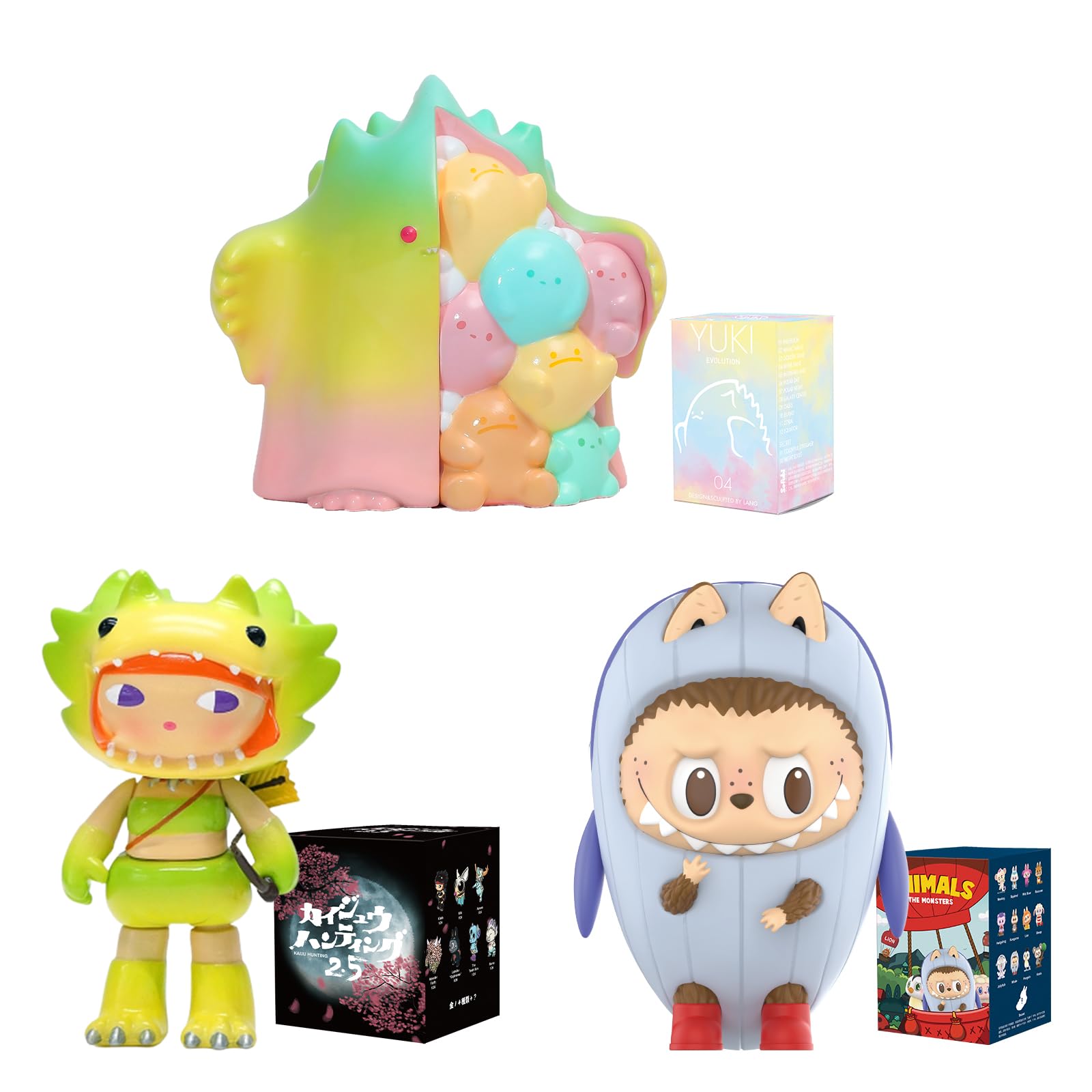 Pop mart halloween set toys for modern home decor collectible art toy halloween decorations indoor kaiju hunting the monsters yuki blind boxes and accessories home kitchen