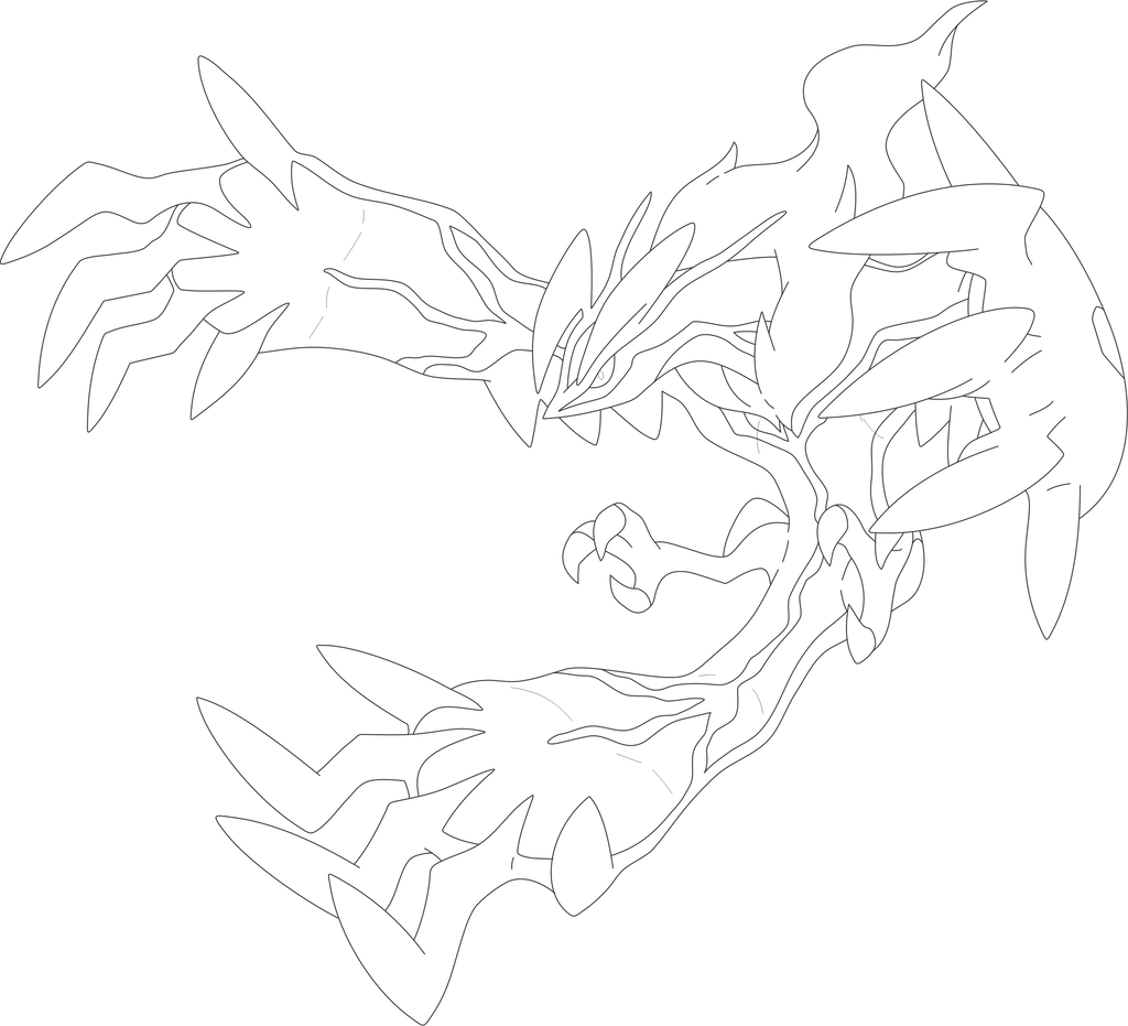 Lineart of yveltal by inukawaiilover on