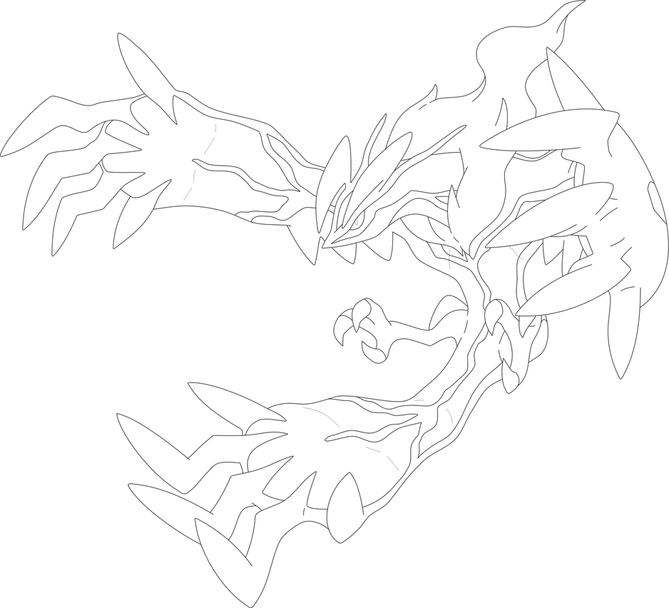 Lineart of yveltal by inukawaiilover on