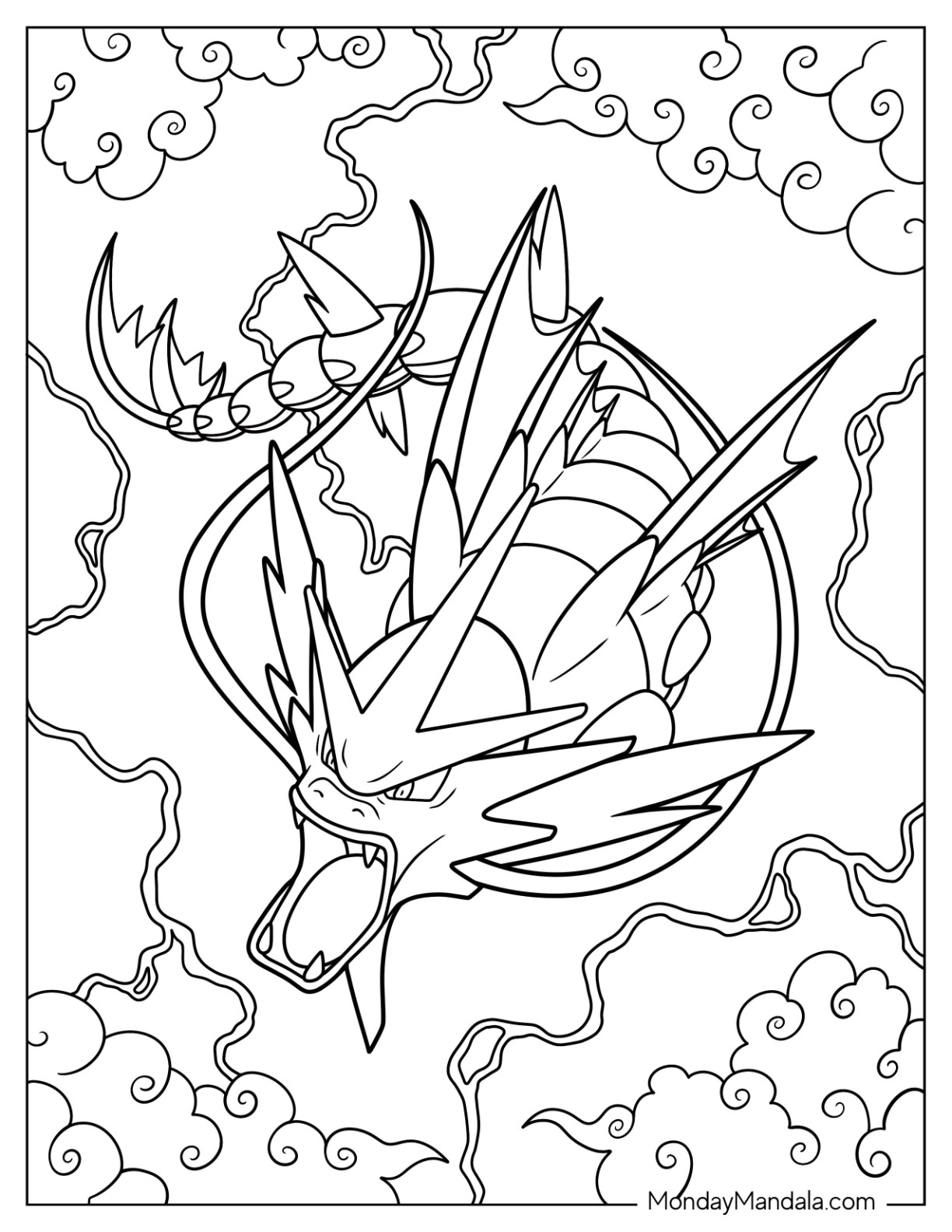 Gyarados coloring pages free pdf printables