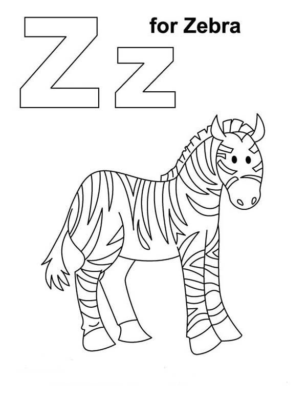 Z for zebra coloring page