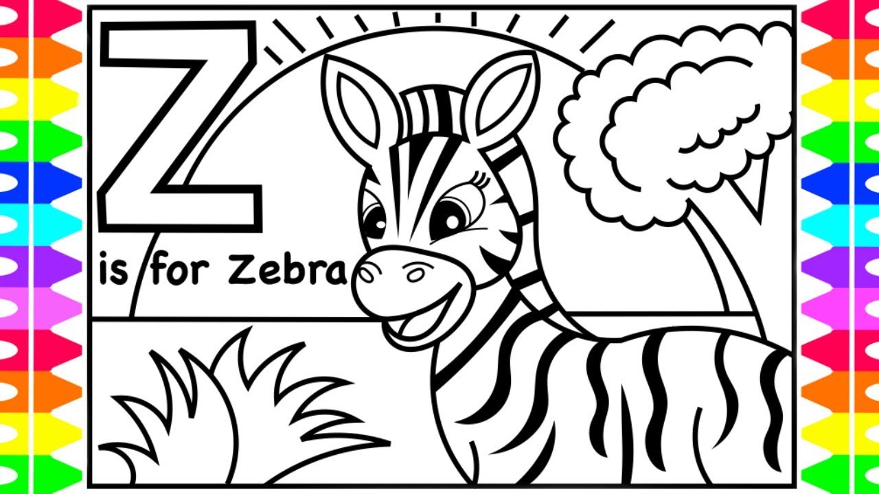 Coloring alphabets z is for zebra zebra fun coloring pages for kid children drawing learn colors