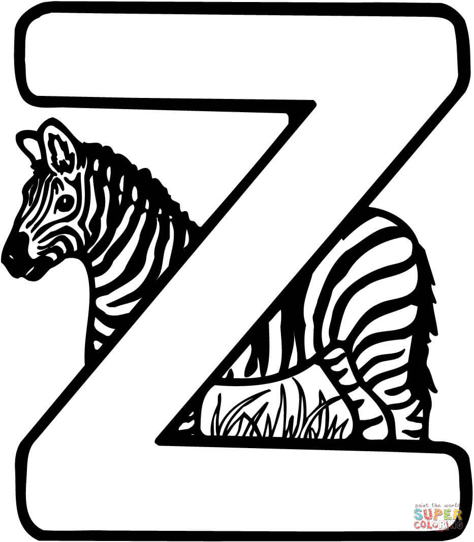 Letter z is for zebra coloring page free printable coloring pages