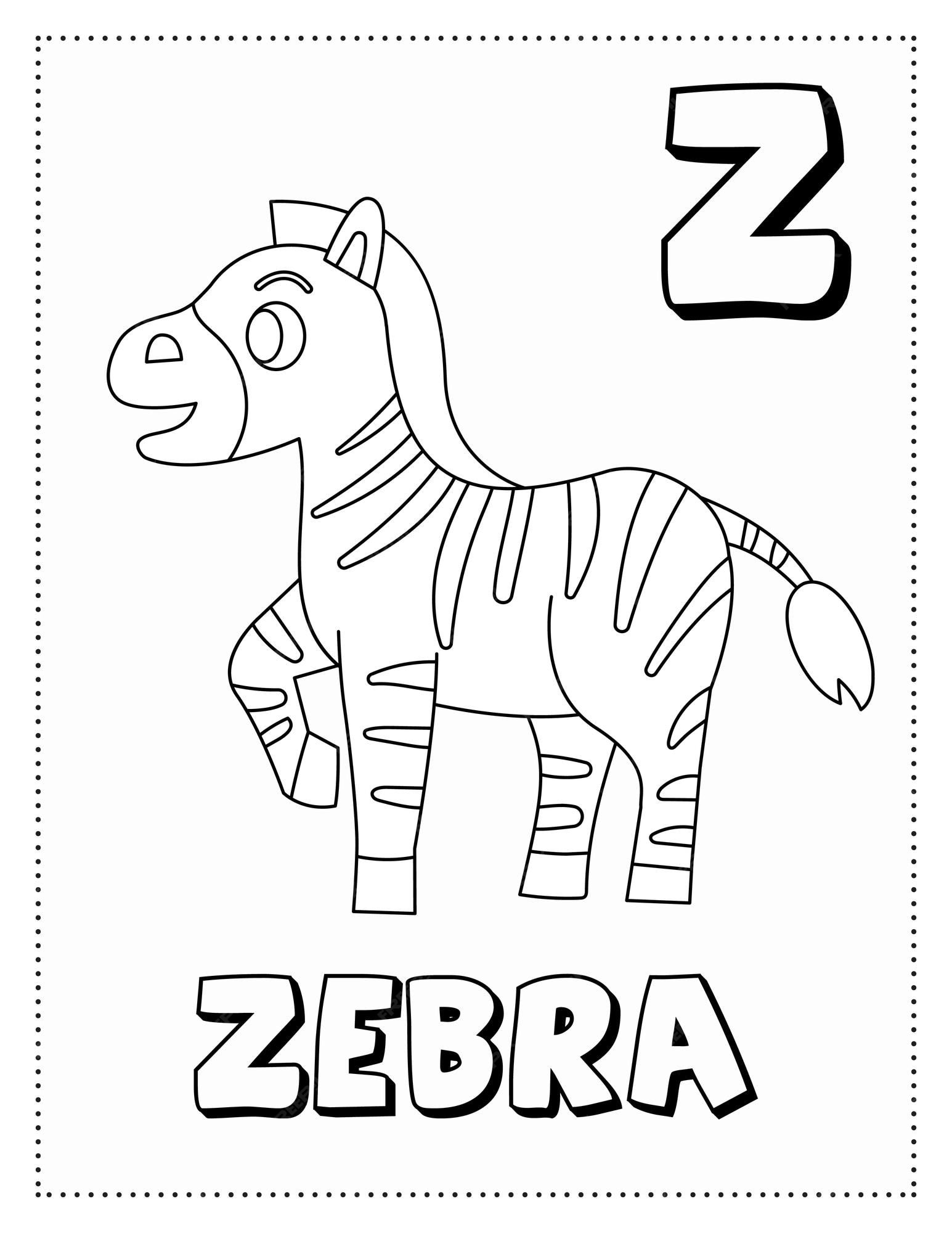 Premium vector letter z is for zebra coloring page coloring book letter animals for kids