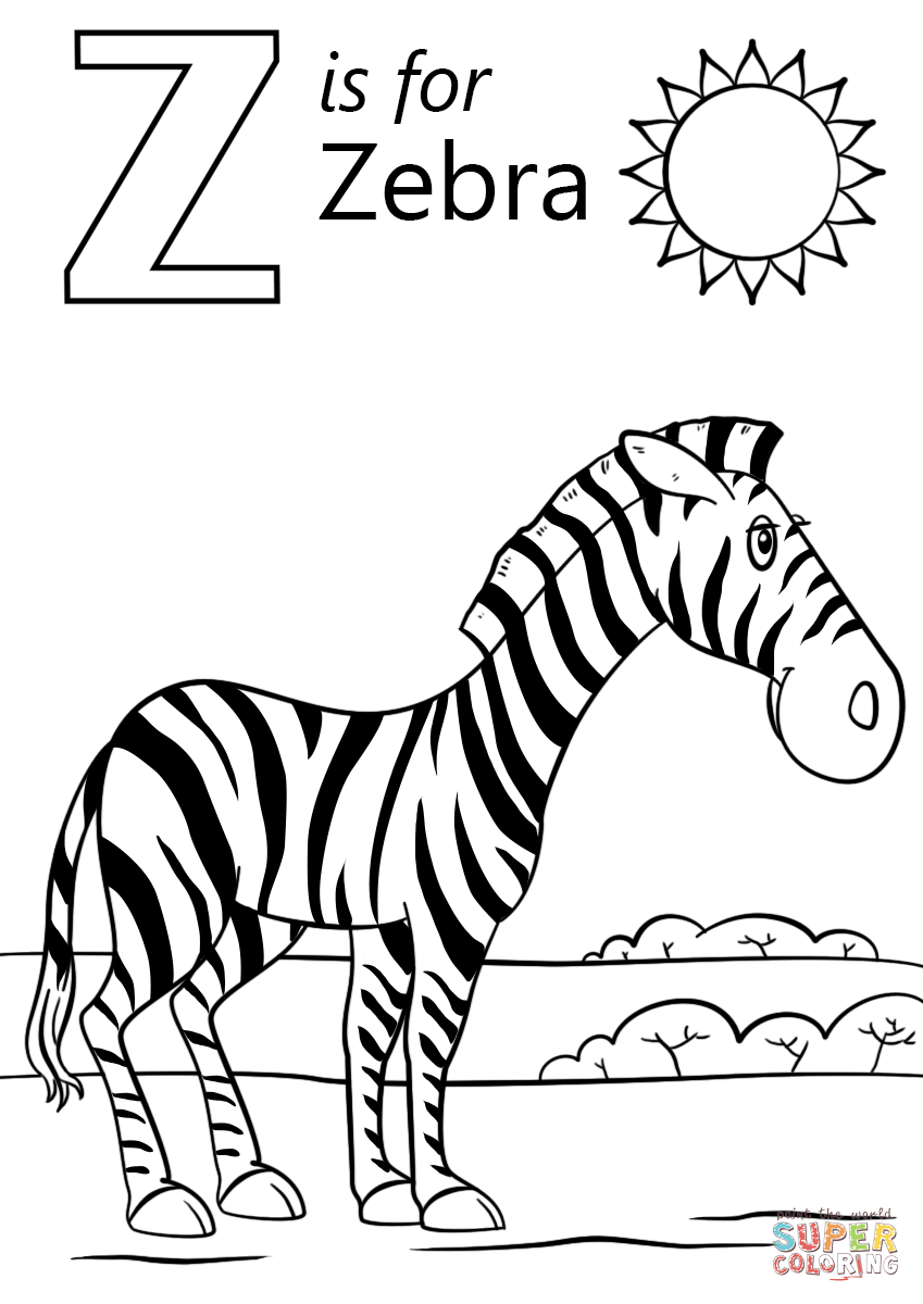 Letter z is for zebra zebra coloring pages abc coloring pages alphabet coloring pages