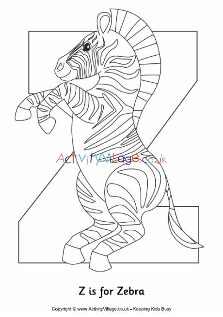 Z is for zebra louring page