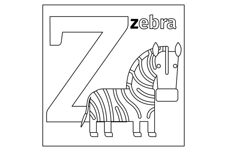 Zebra letter z coloring page