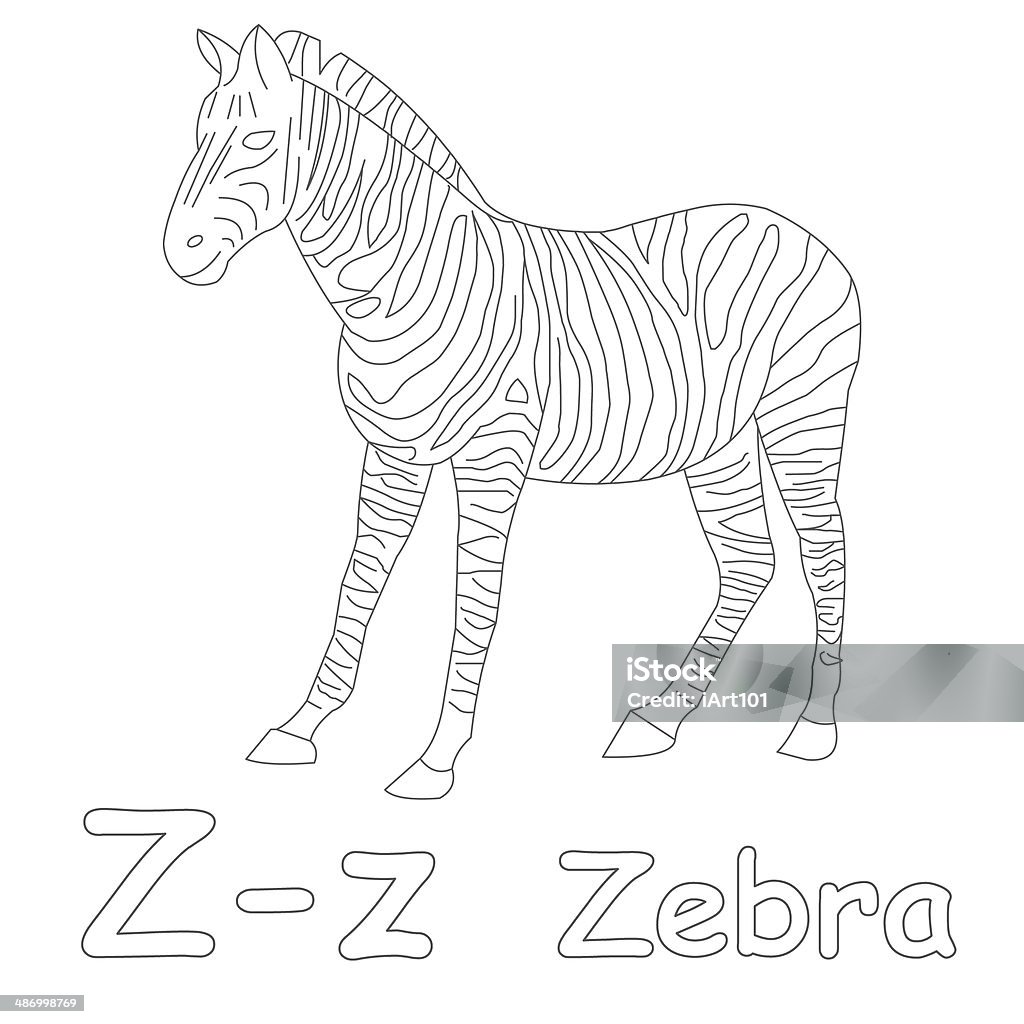 Letter z for zebra coloring page stock photo