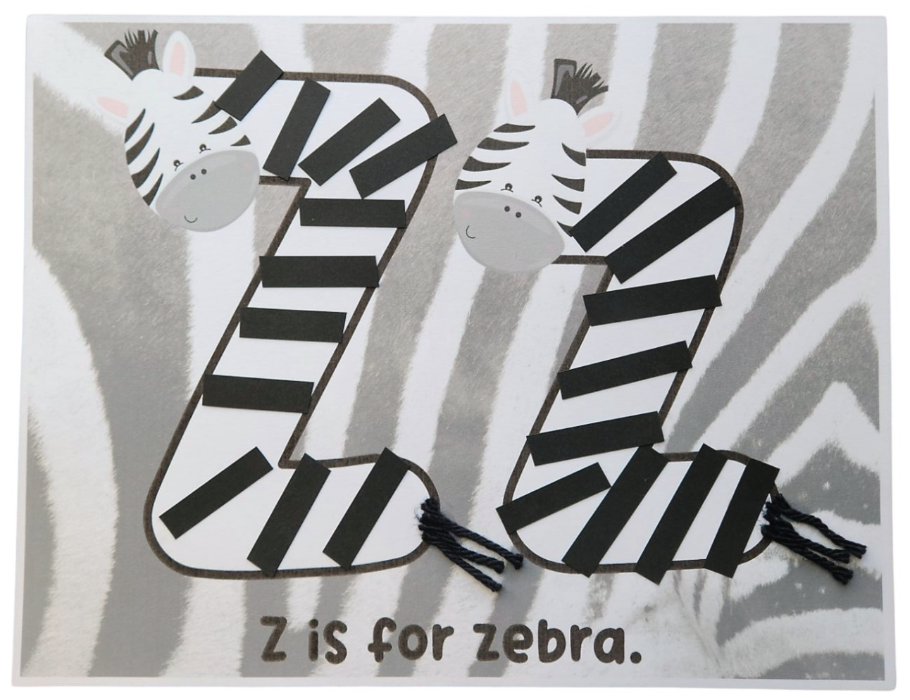 Z is for zebra craft coloring page