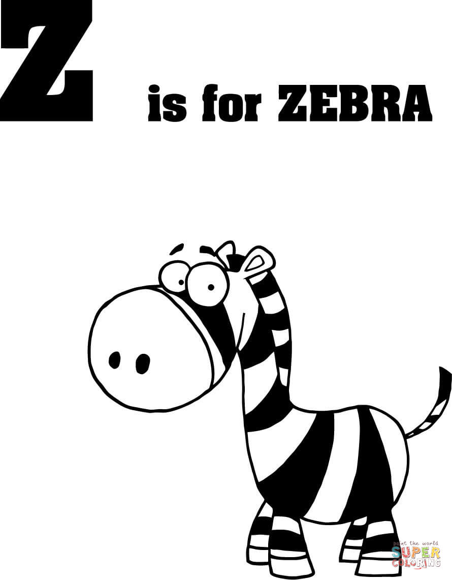 Letter z is for zebra coloring page free printable coloring pages