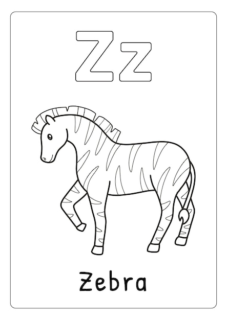 Premium vector alphabet letter z for zebra coloring page for kids