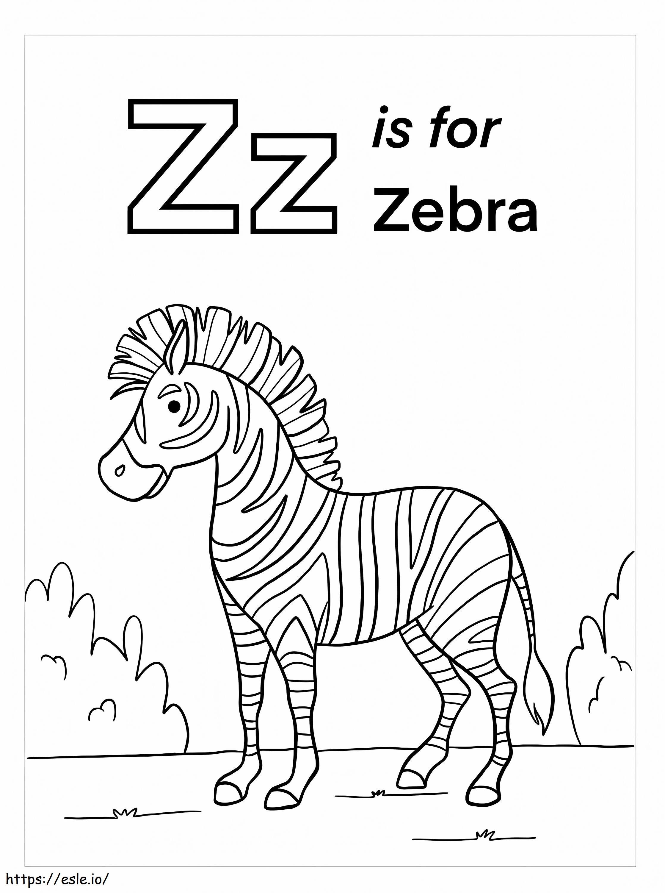 Z is for zebra coloring page