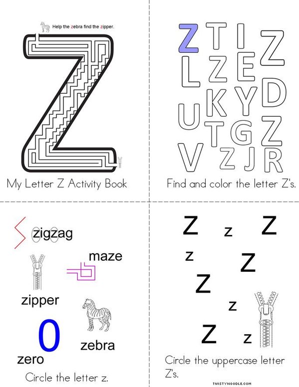 Letter z activity book