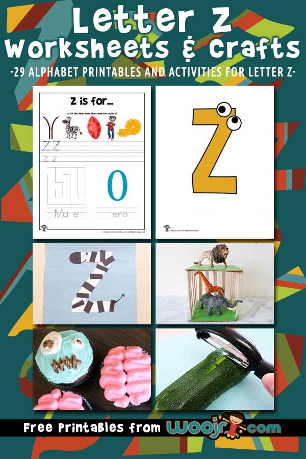 Letter z worksheets crafts woo jr kids activities childrens publishing