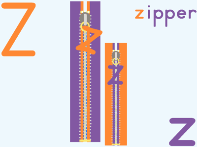 Letter z zipper