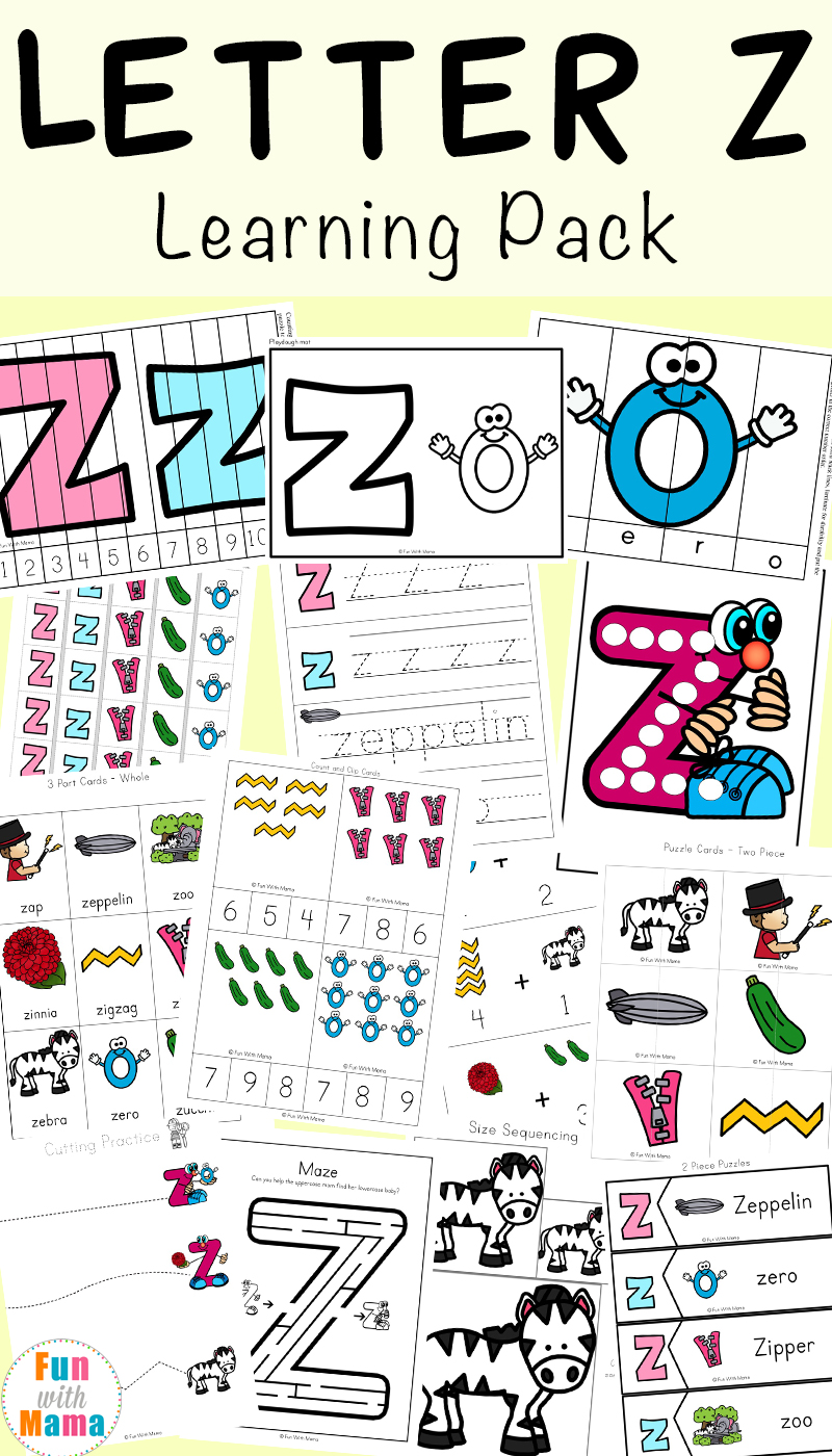 Letter z worksheets for preschool kindergarten