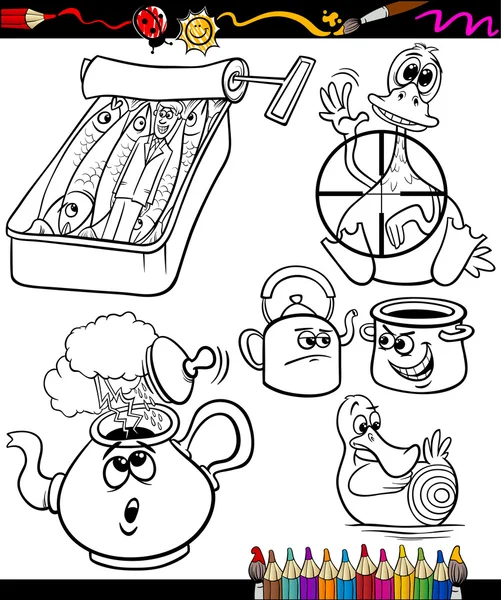 Cartoon toys objects coloring page stock vector by izakowski