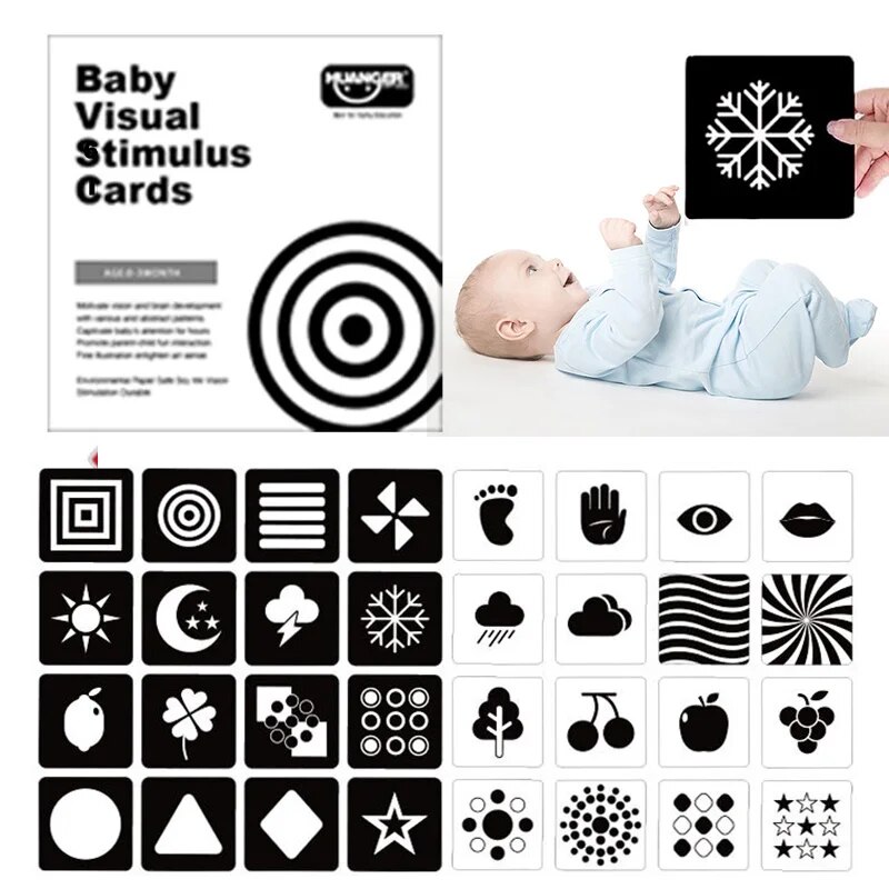 Montessori baby toys black white flash cards