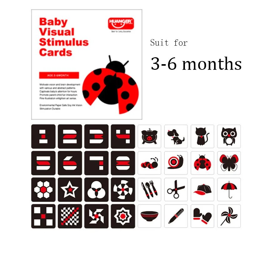 Montessori baby toys black white flash cards