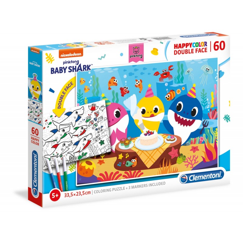 Clementoni puzzlekolorowanka happycolor double face baby shark
