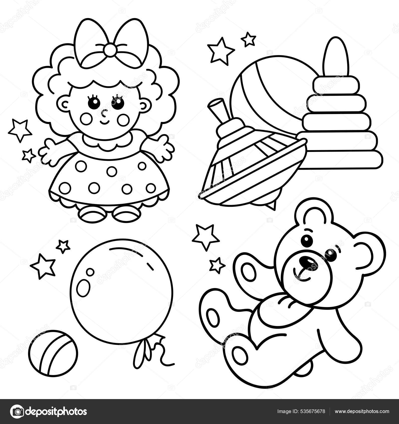 Kolorowanki page zarys maåego misia cute lalka piåka balon spinning grafika wektorowa od oleon