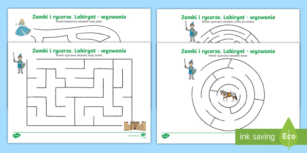 Karty pracy labirynt zamki i rycerze teacher made