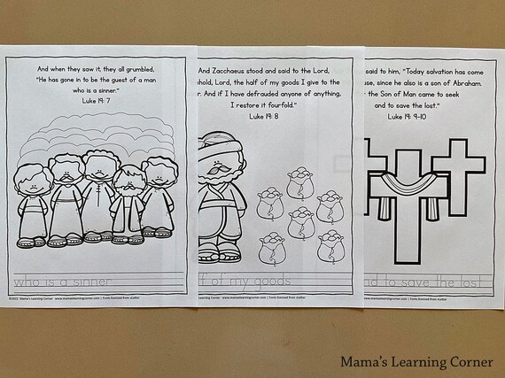 Zacchaeus coloring pages instant download