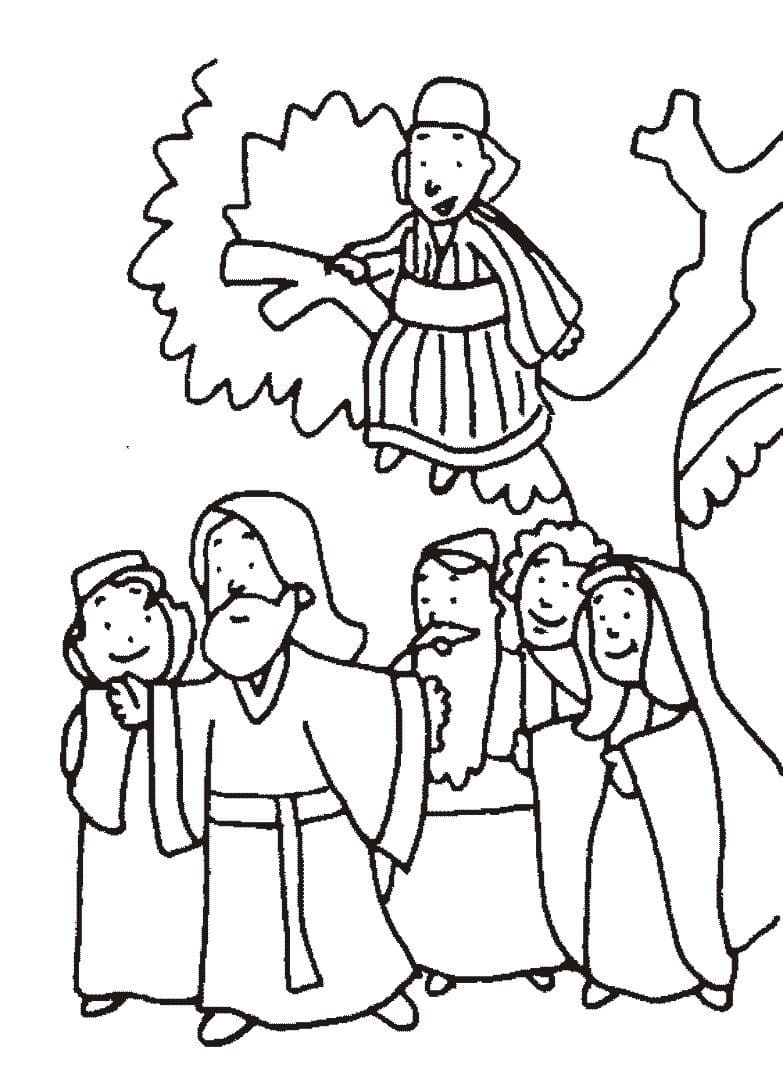 Zacchaeus meets jesus bible coloring page