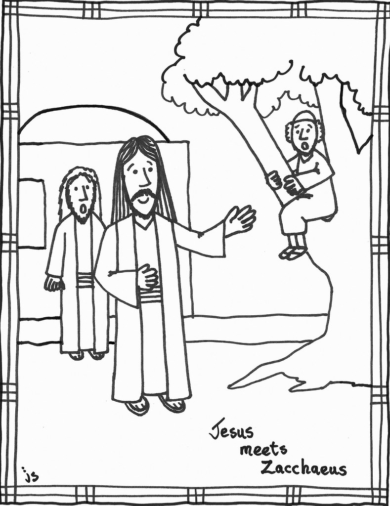 Zacc jesus and zacchaeus coloring page john