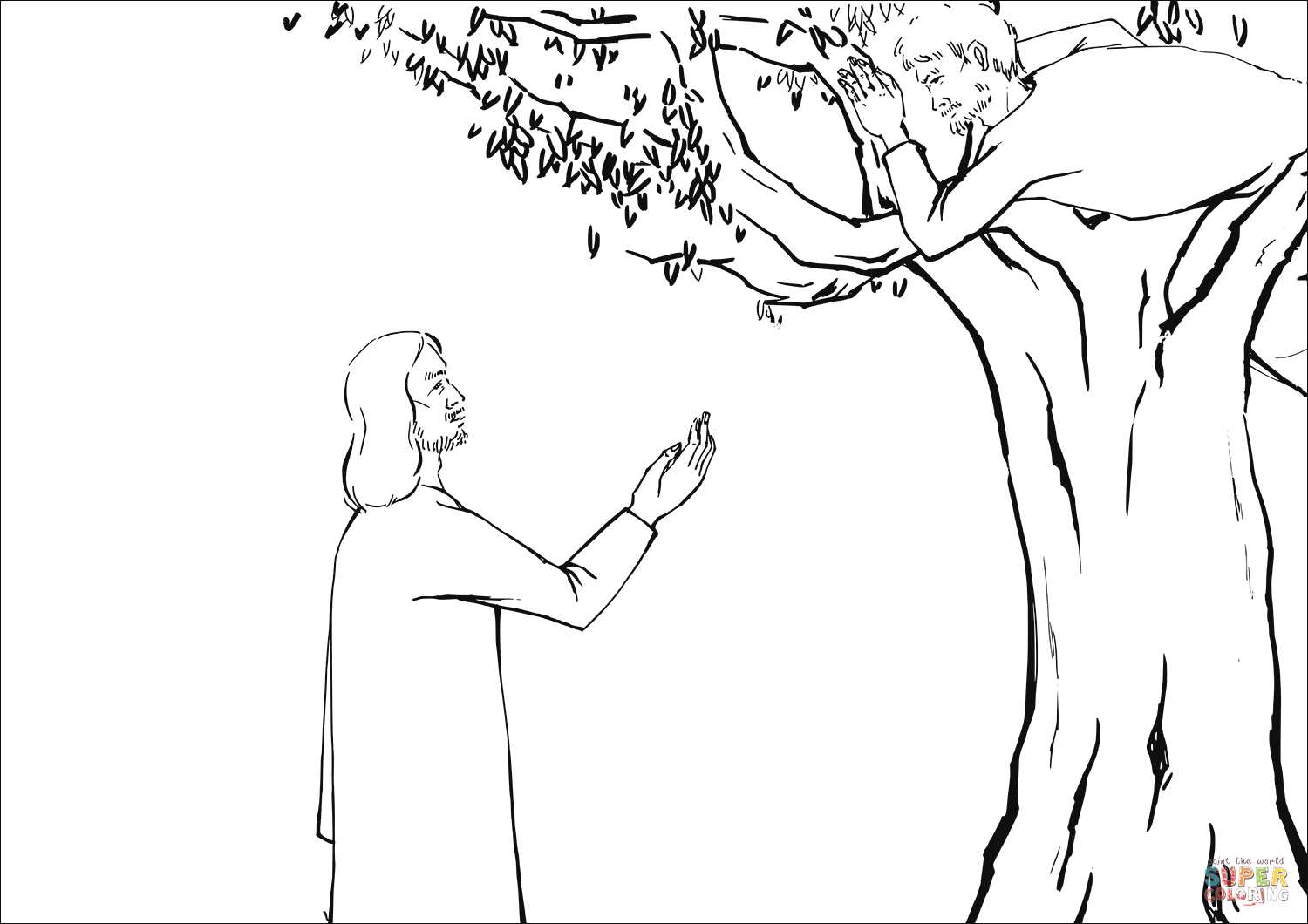 Jesus asked zacchaeus to e down coloring page free printable coloring pages
