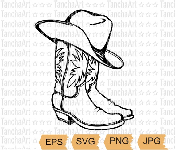Print art vector cowboy boots svg eps cowboy hat png western boots svg printable file svg for shirt wild west cowgirl boots western shoes download now