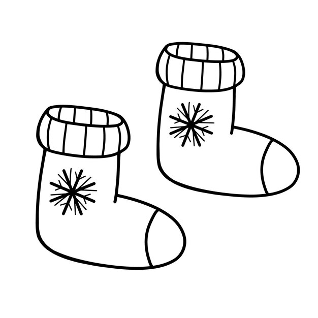 Zapatos de fieltro al tilo doodle zapatos cãlidos de invierno valenki zapatos tradicional rusos ilustraciãn vectorial dibujada a mano diseão para imprimir cartel de pegatinas publicitarias vector premium