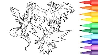 Pokemon coloring pages zapdos articuno moltres i fun coloring videos for children