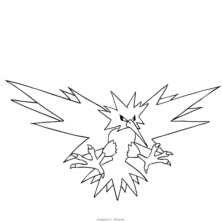 Zapdos from pokemon coloring page
