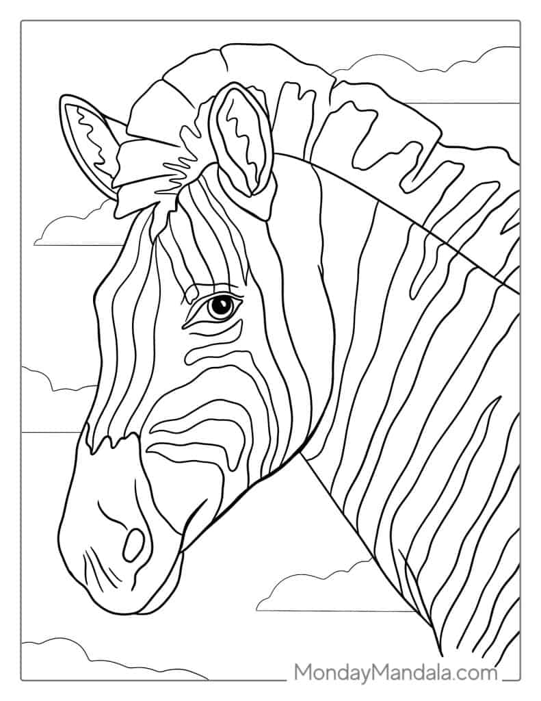 Zebra coloring pages free pdf printables