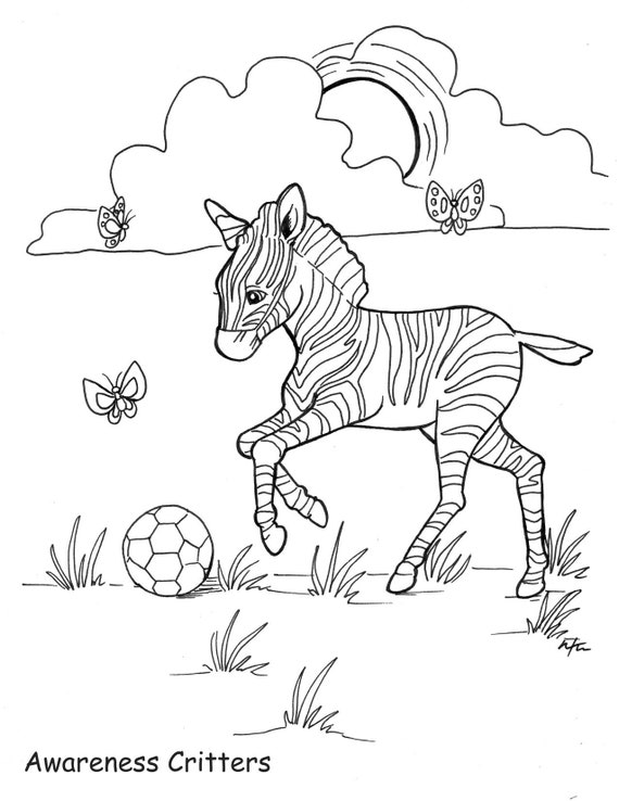 Awareness critters zebra with mask coloring page