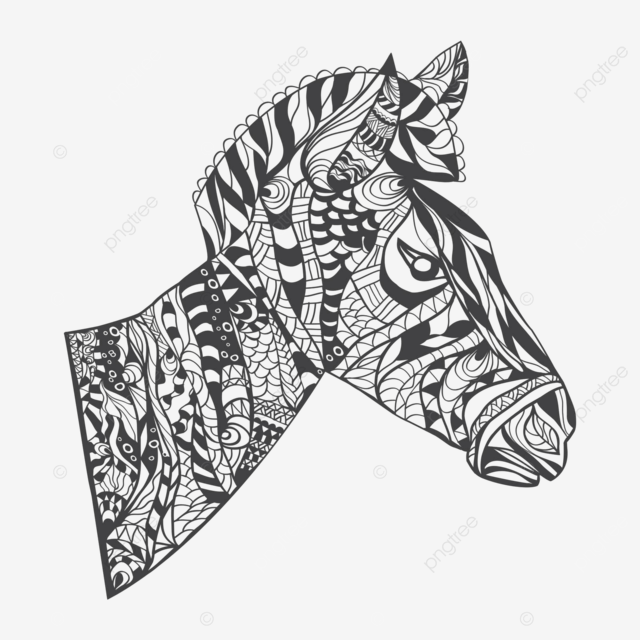 Vector zentangle style zebra head illustration design coloring doodle vector design coloring doodle png and vector with transparent background for free download