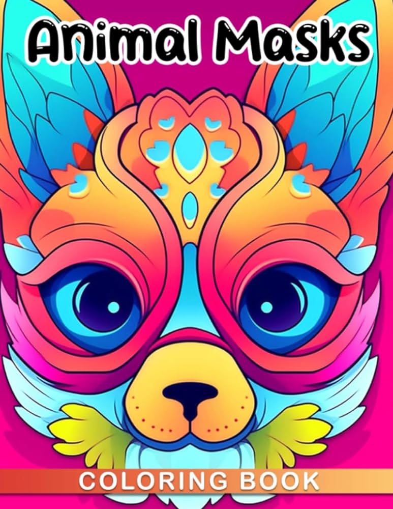 Animal masks coloring book animal mask coloring pages for teens and boys with illustrations to color perfect as a gift from white elephants cline jake books