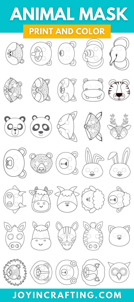 Amazing animal mask printable coloring page