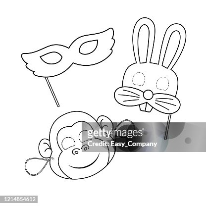 Vector illustration of mask isolated on white background for kids coloring book high