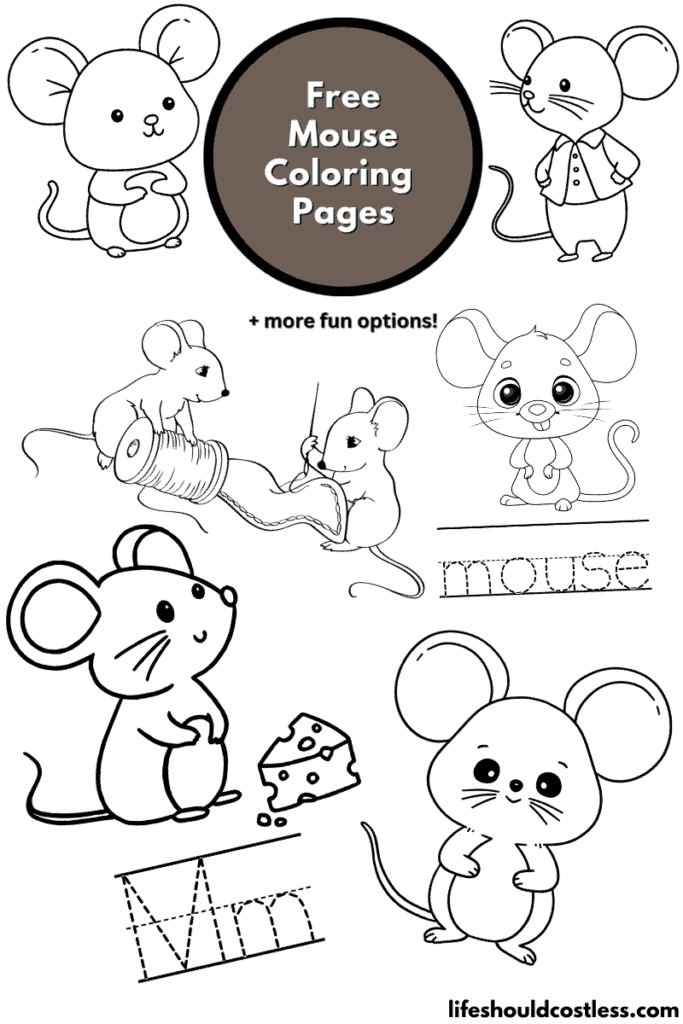 Mouse coloring pages free printable pdf templates