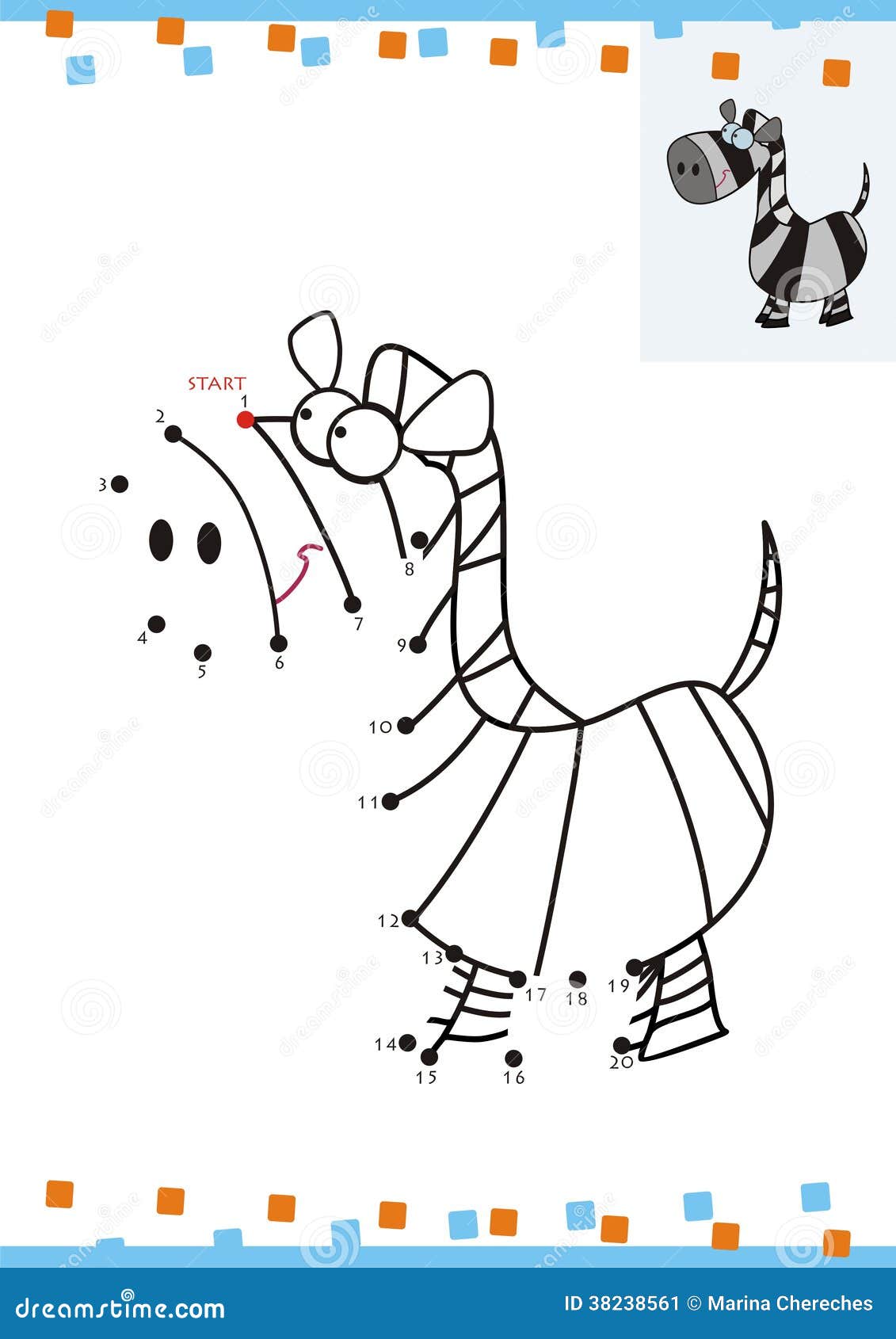 Coloring book dot to dot the zebra stock vector